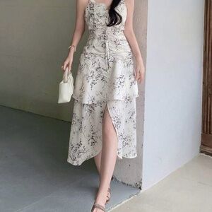 Elegant High-Low Floral Dress